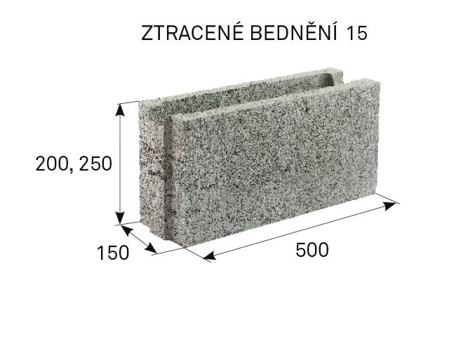 Šalovací tvárnice/ztracené bednění 15 cm