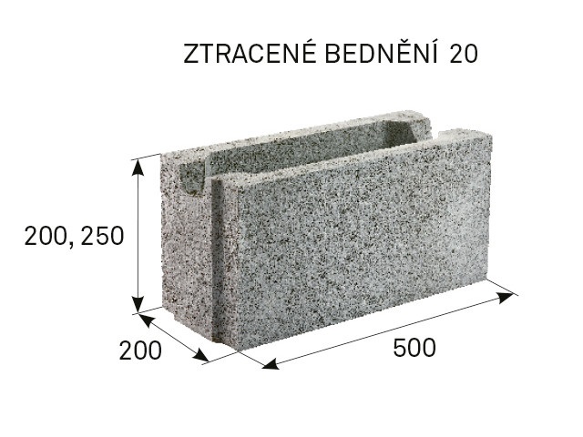 Šalovací tvárnice/ztracené bednění 20 cm