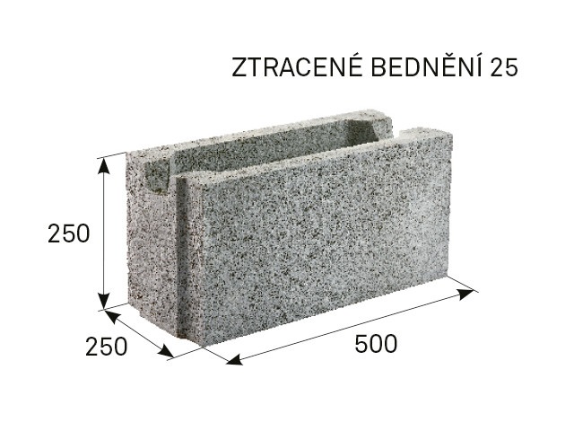 Šalovací tvárnice/ztracené bednění 25 cm